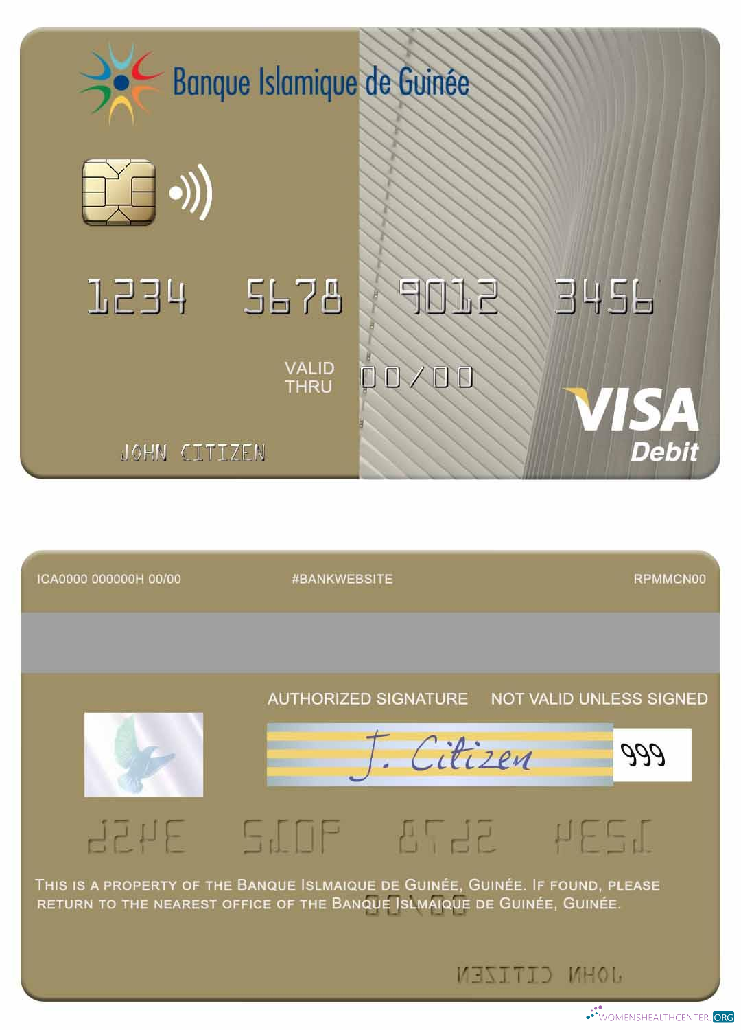 Download Guinea Banque Islmaique de Guinée visa debit card Photoshop template